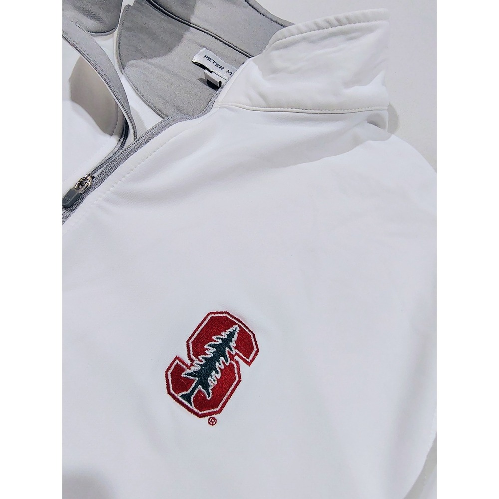 Peter Millar Stanford Cardinal Perth 1/4 Zip Men's M White Pullover Performance - Picture 3 of 14
